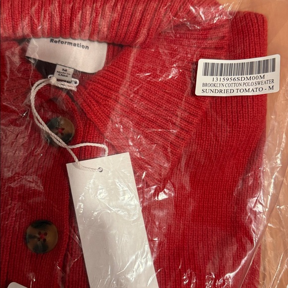 Reformation Rust Red V-Neck Knit Sweater - Picture 6 of 6